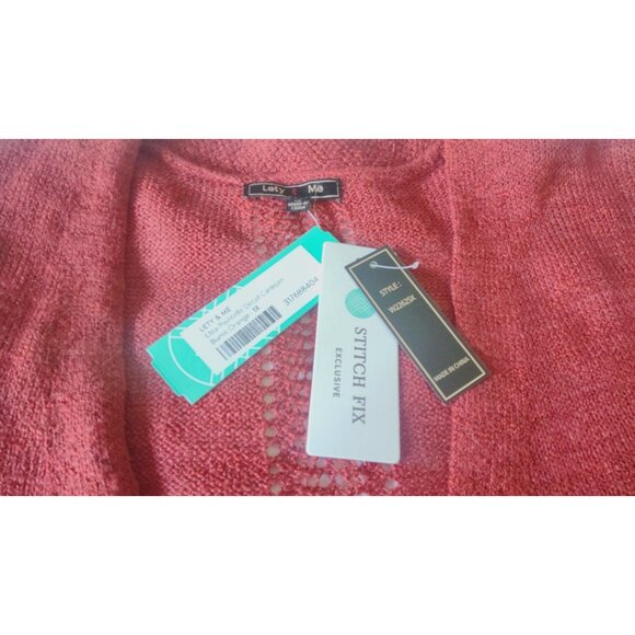 Stitch Fix Lety & Me Elea Pointelle Women's Burnt Orange 1X Cardigan Sweater NWT - Picture 7 of 11